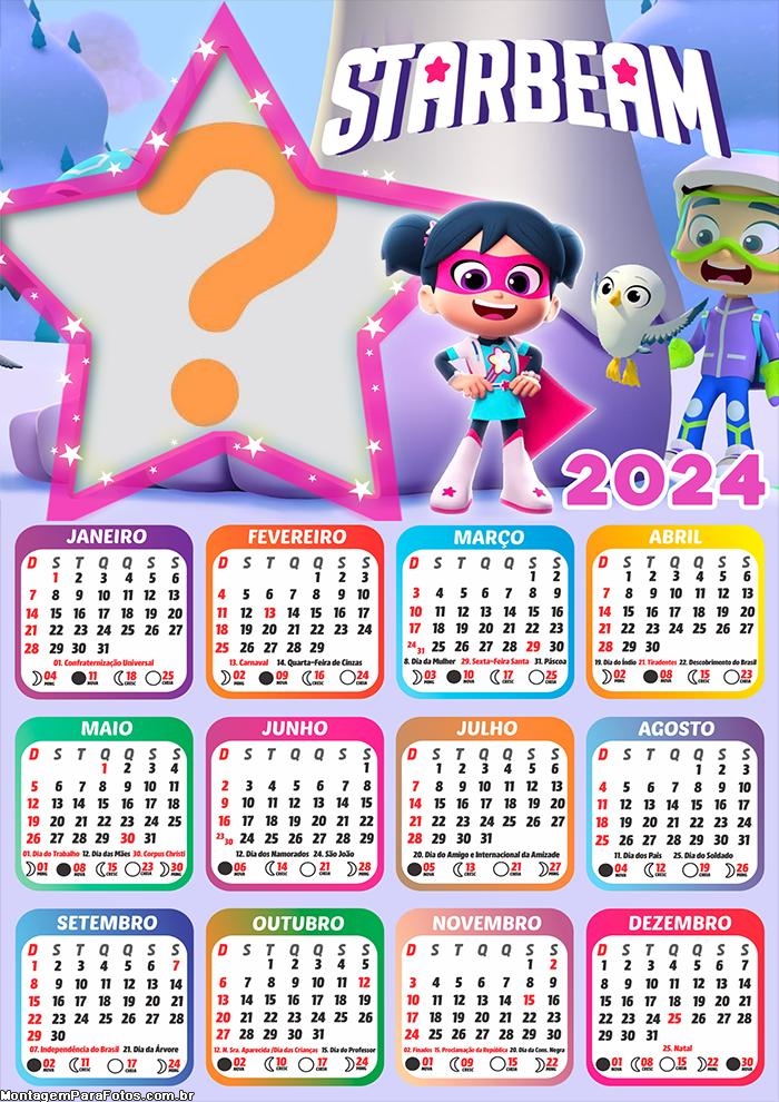 Calendário 2024 Starbeam Montagem de Foto Gratuita