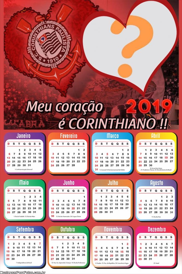Calendário 2019 Corintiano