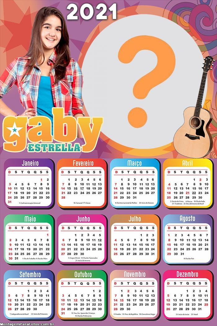 Calendário 2021 Gaby Estrella Montagem Online