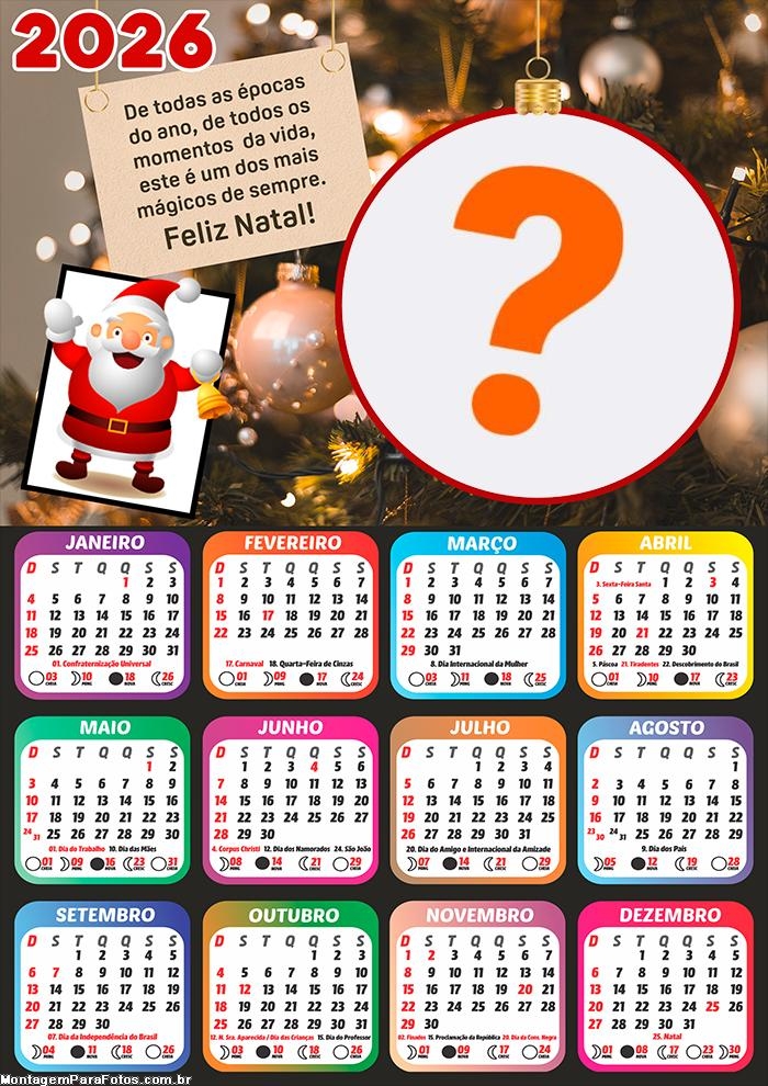 Calendário 2026 De todas as épocas do ano Fazer Colagem Grátis