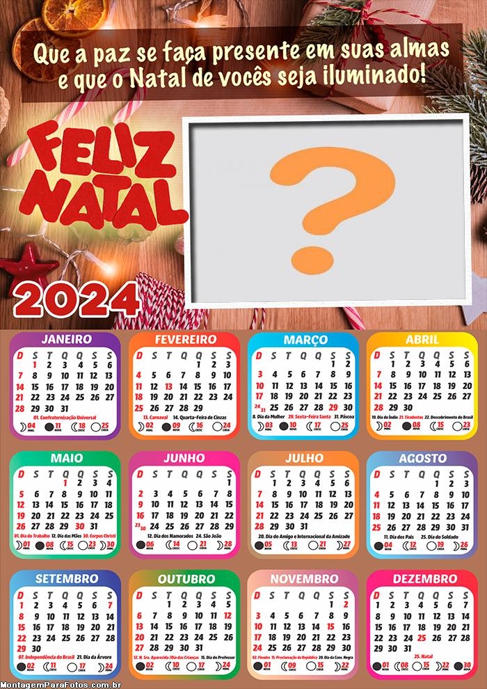 Calendário 2024 Natal de Vocês seja Iluminado