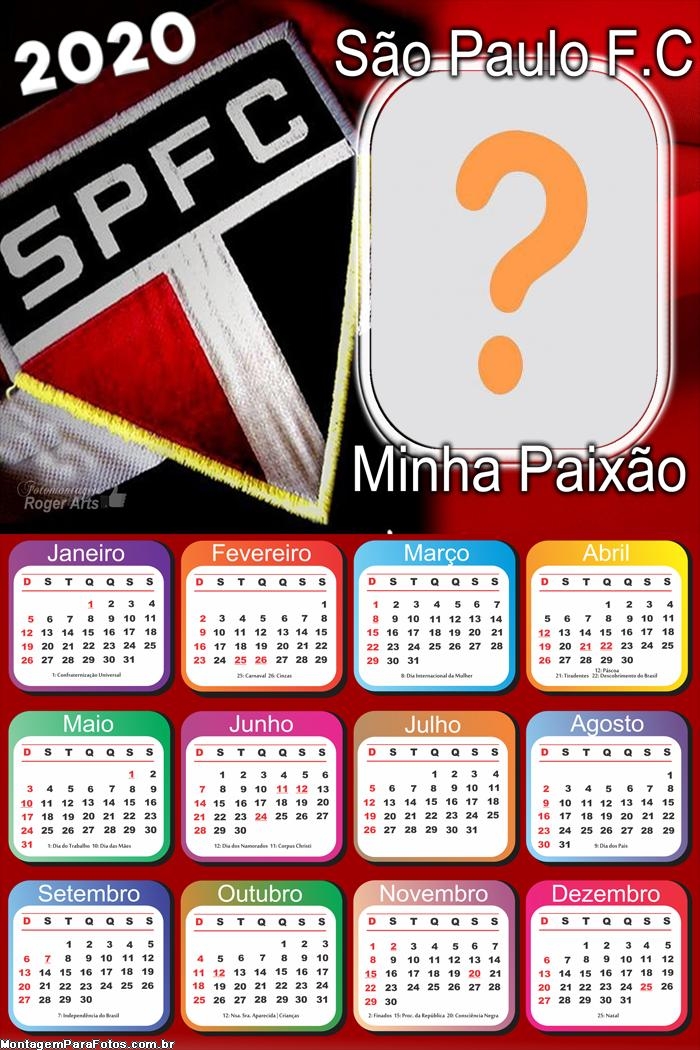 Calendário 2020 São Paulo Minha Paixão