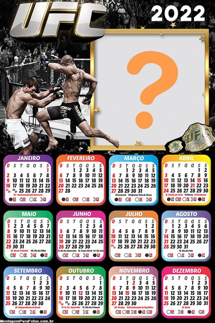 Calendário 2022 UFC Colar Foto e Imprimir