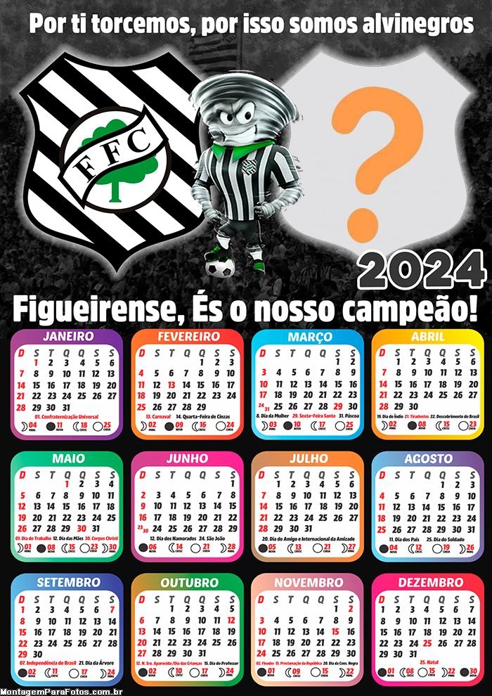 Calendário 2024 com Foto Figueirense Time de Futebol
