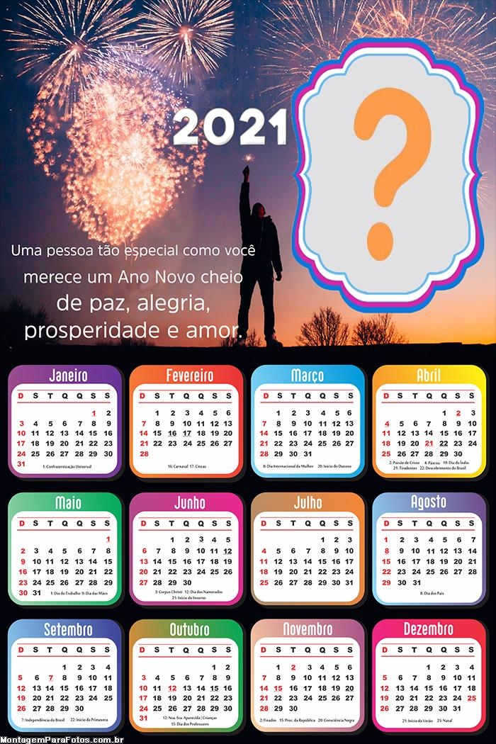 Montagem Calendário 2021 Pessoa Especial Feliz Ano Novo