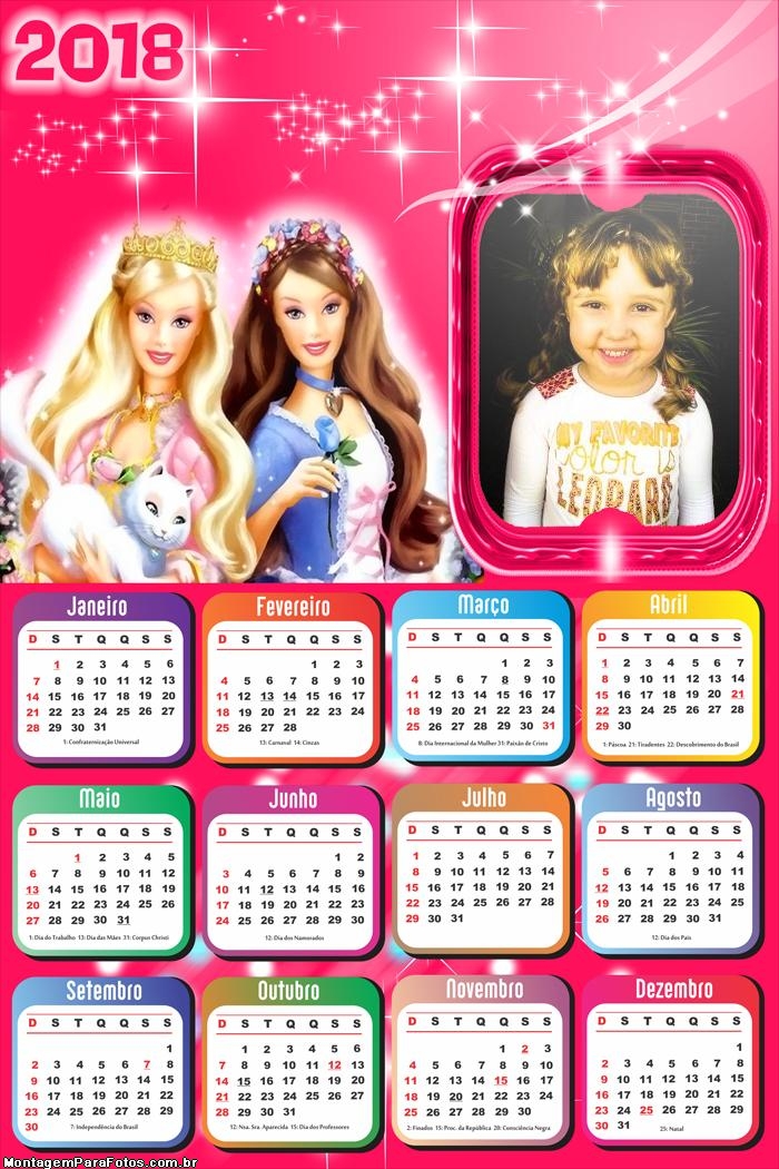 Calendário 2018 Barbie Butterfly