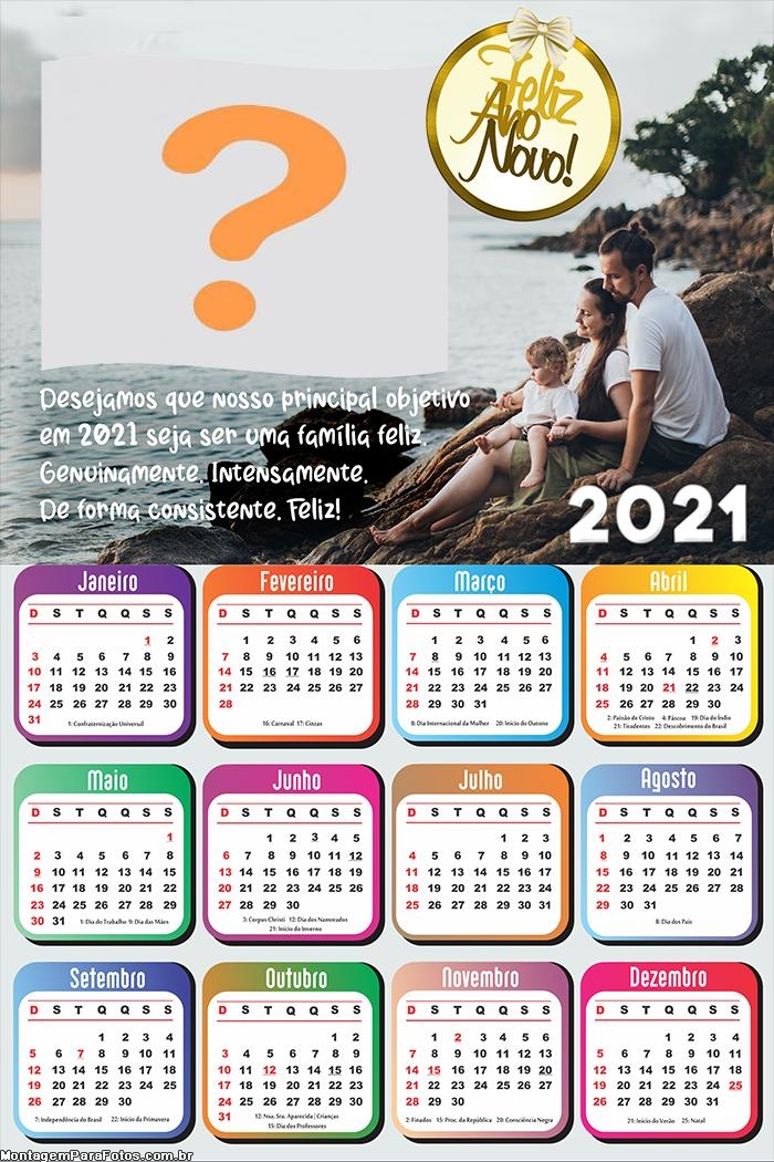 Calendário 2021 de Ano Novo Mensagem