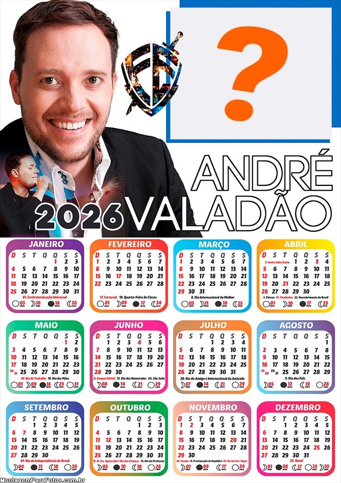 Foto Calendário 2026 André Valadão Grátis