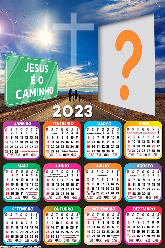 Colar e Imprimir Calendário 2023 Jesus é o Caminho