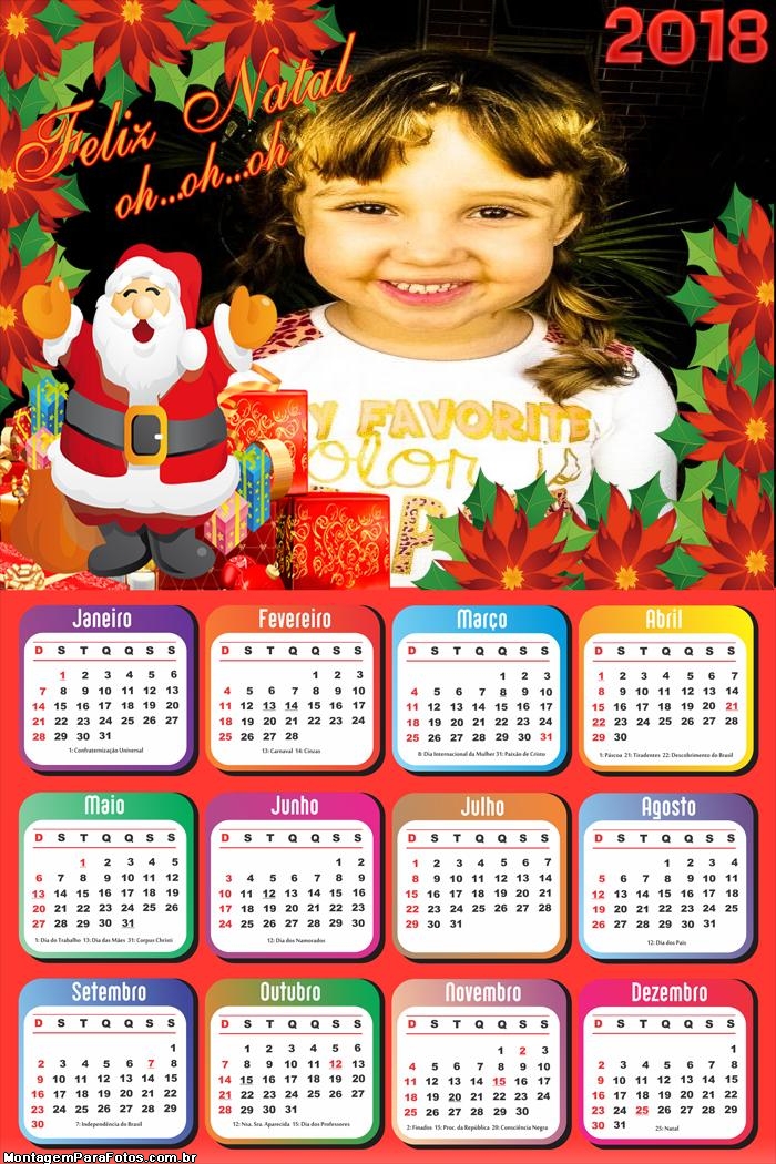Calendário 2018 Papai Noel Infantil