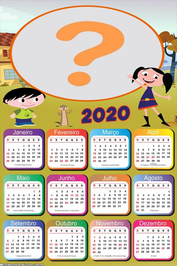 Calendário 2020 Personalizado Show da Luna