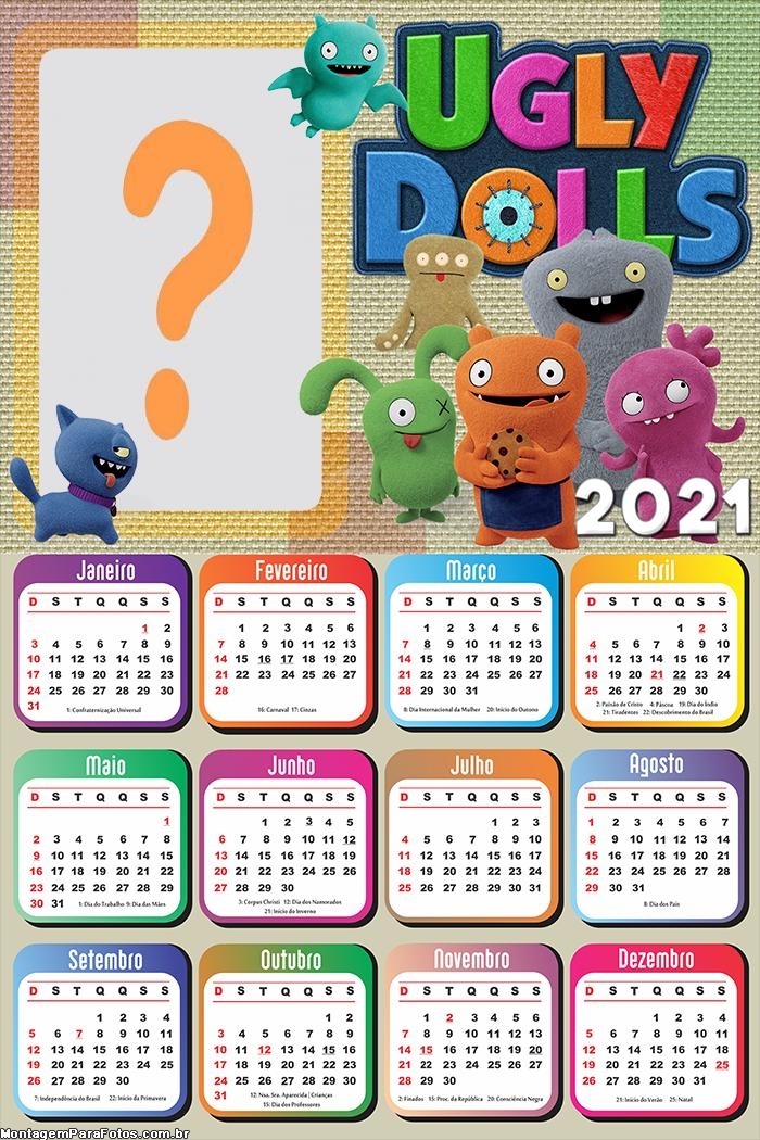 Calendário 2021 Personalizado UglyDolls