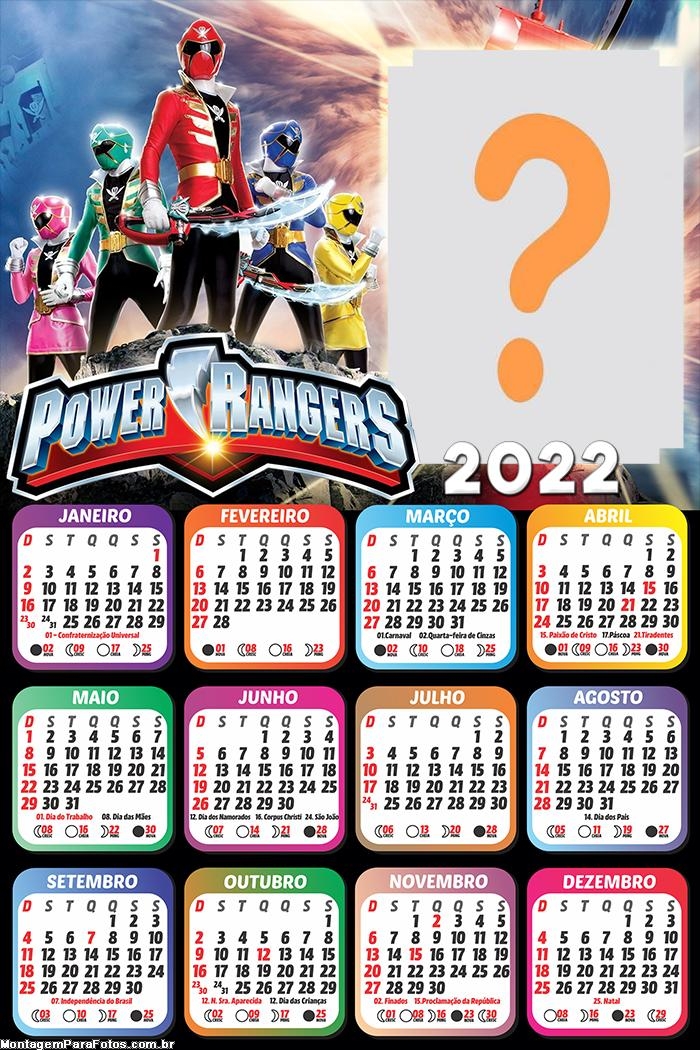 Calendário 2022 Power Rangers Fazer Online