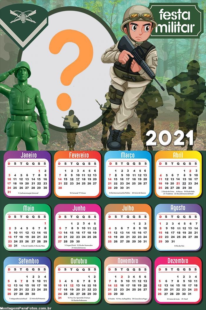 Calendário 2021 Tema Militar de Aniversário