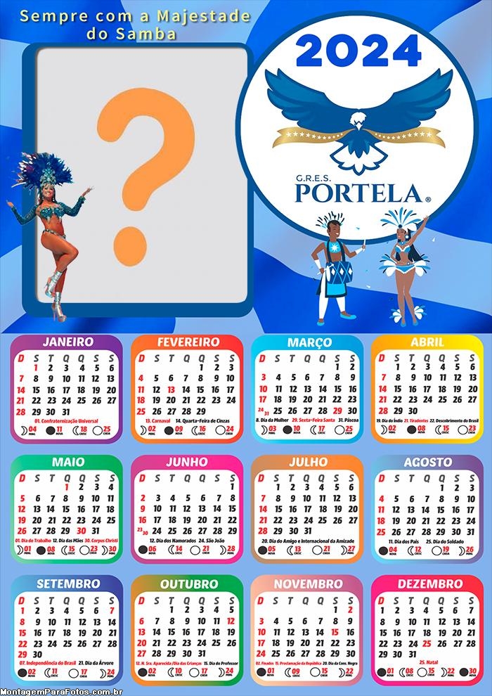 CalendÃ¡rio 2024 Portela Escola de Samba Monta Foto