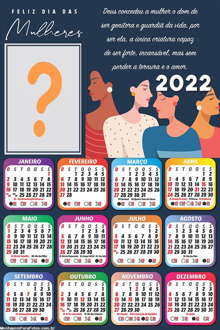 Calendário 2022 Mulher Genitora Dia da Mulher Criar Grátis