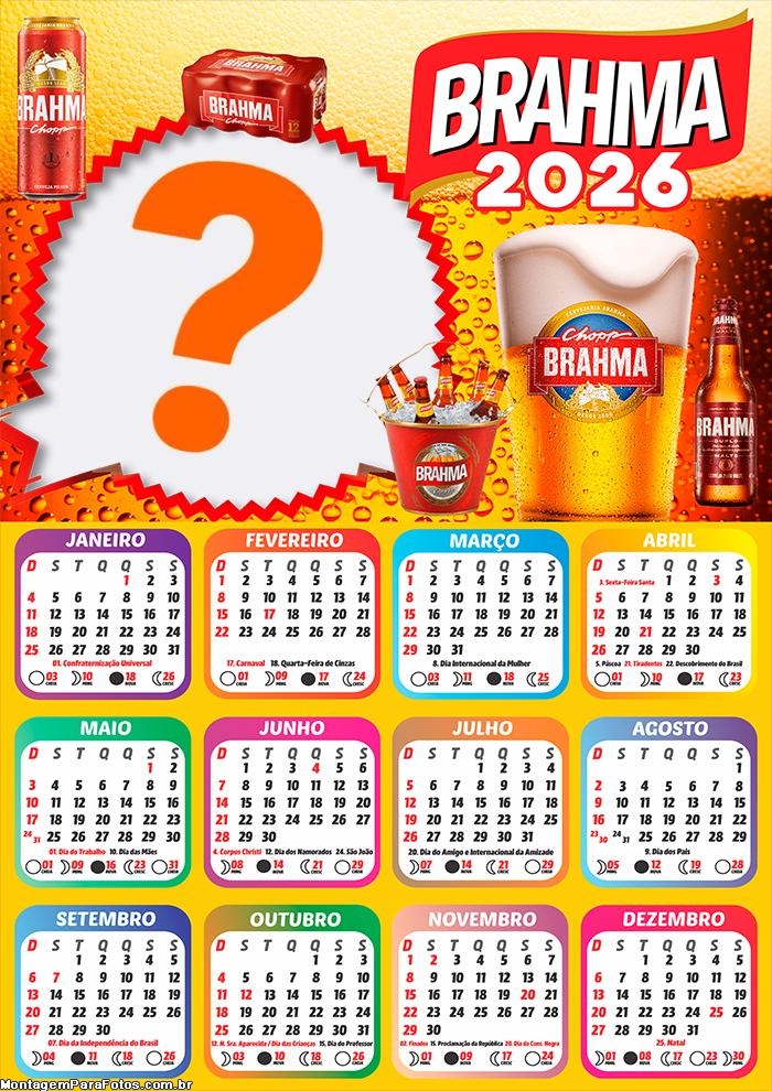 Calendário 2026 Brahma Colagem Online