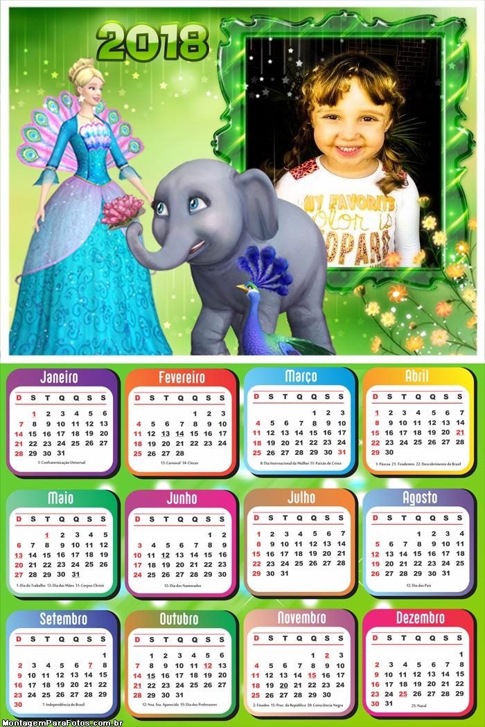 Calendário 2018 Barbie Elefante