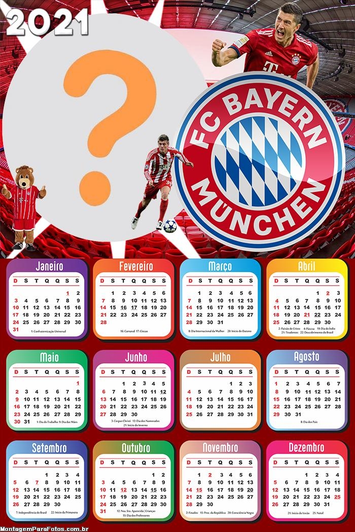 Calendário 2021 Bayern Munchen Futebol