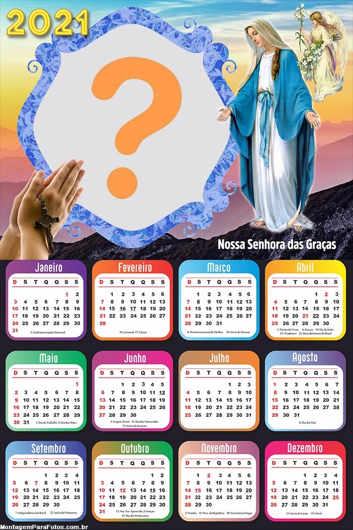 Calendário 2021 Nossa Senhora das Graças Foto Colagem
