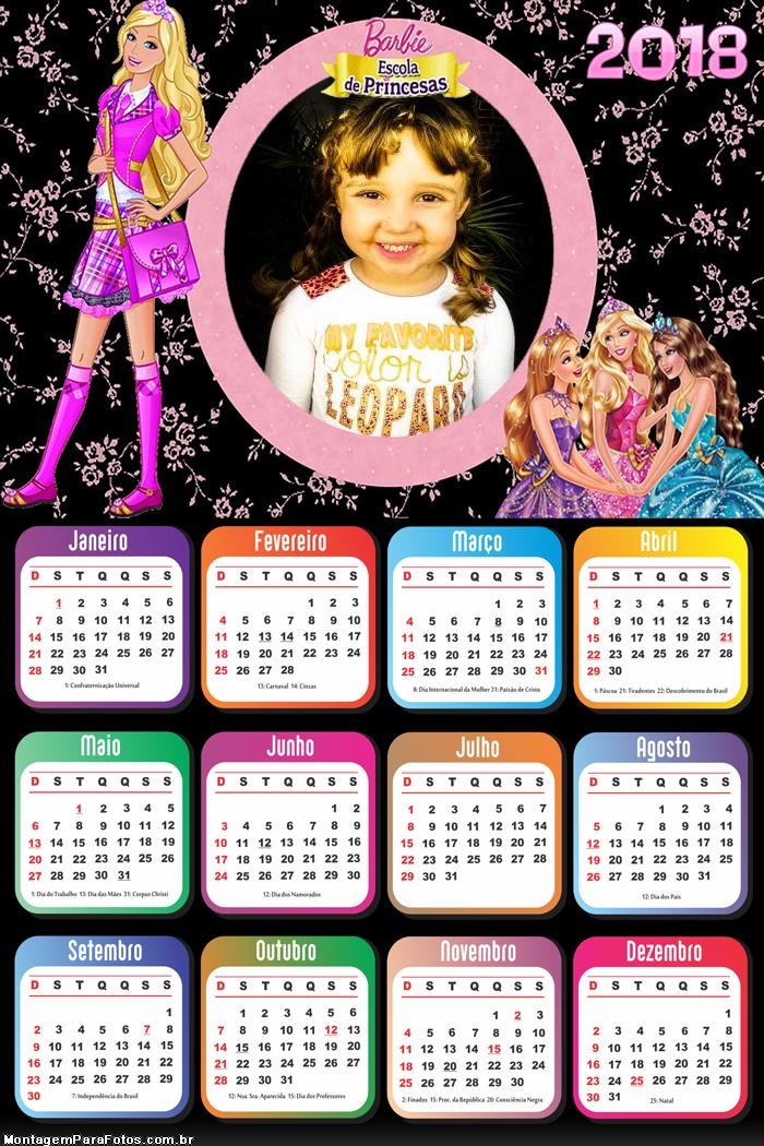 Calendário 2018 Barbie Escola de Princesas