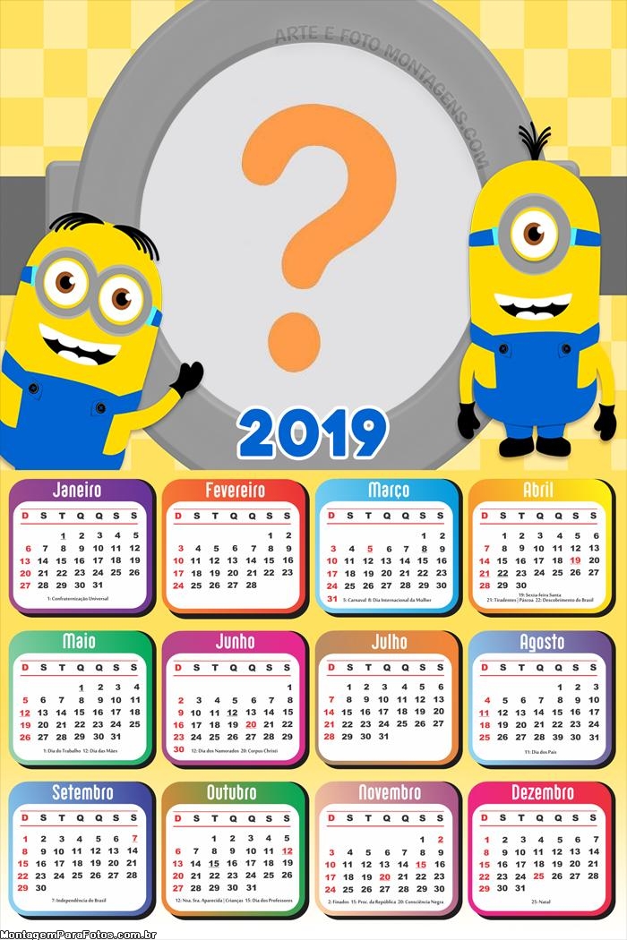 Calendário 2019 Minions