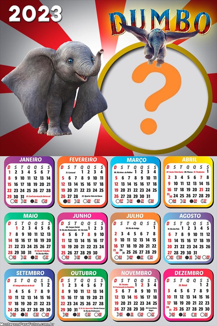 Calendário 2023 Dumbo Foto Moldura Grátis
