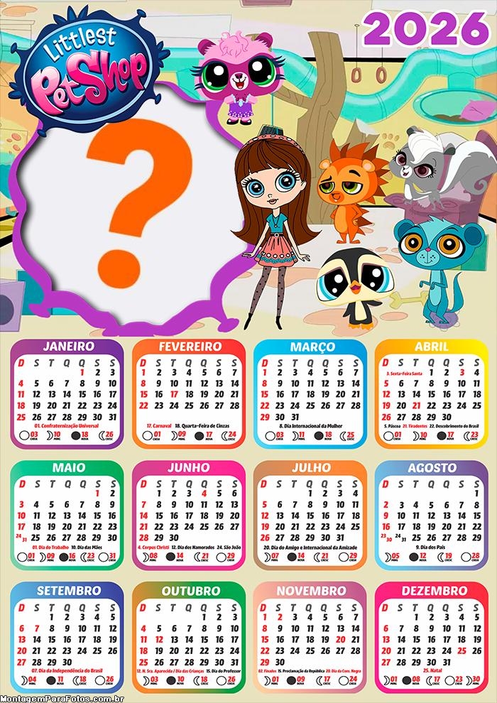 Calendário 2026 Littlest Pet Shop Criar Montagem