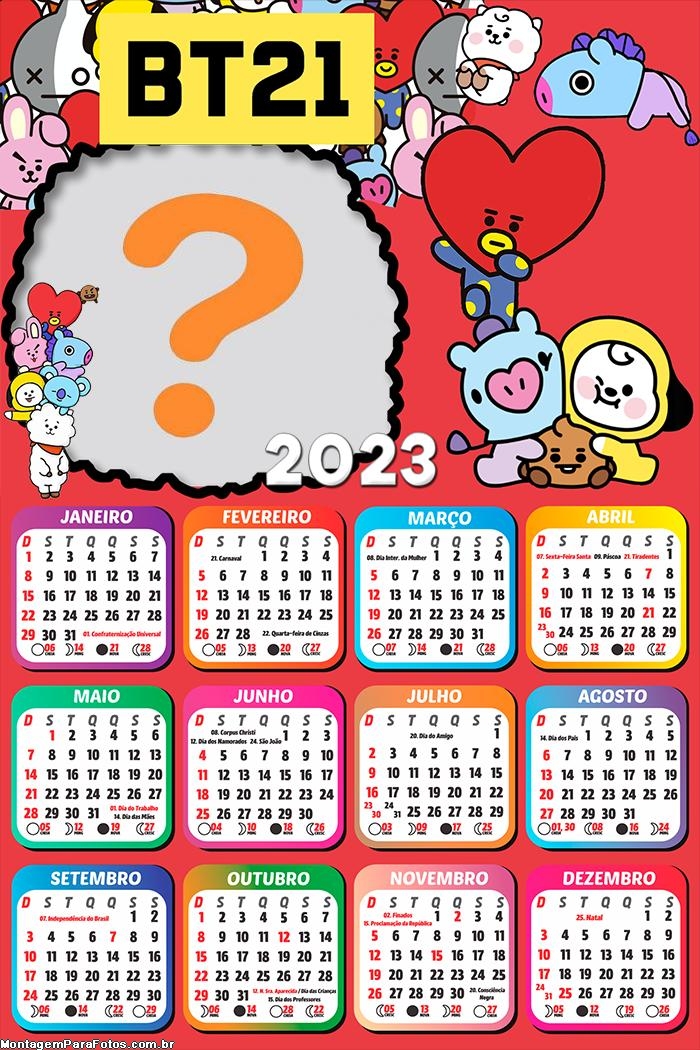 Calendário 2023 Virtual Online BT21