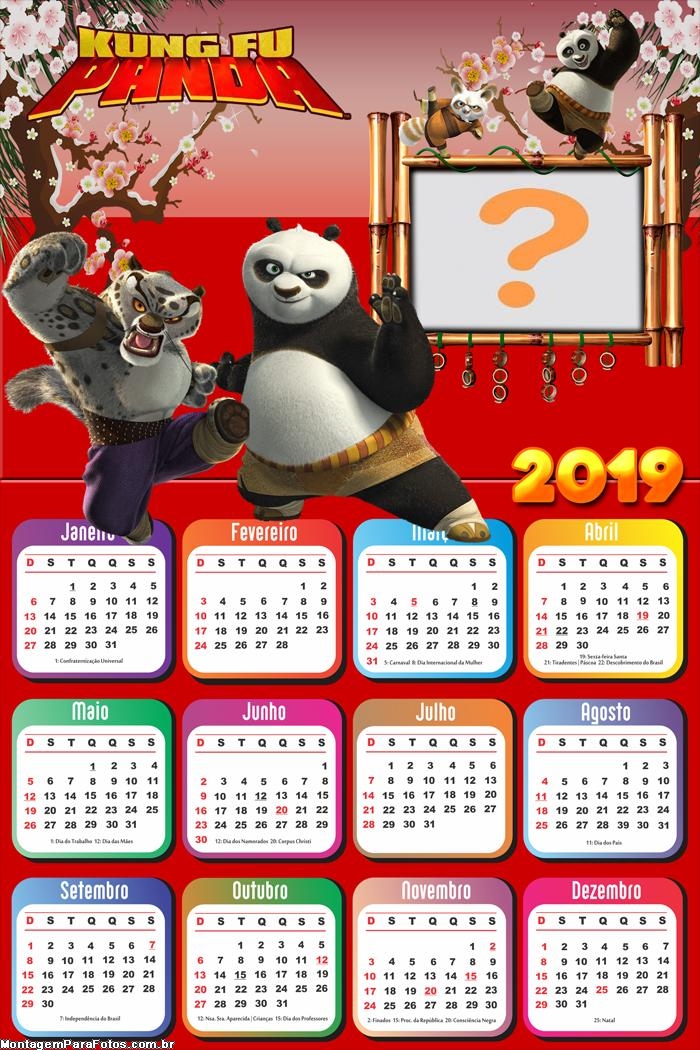 Calendário 2019 Kung Fu Panda