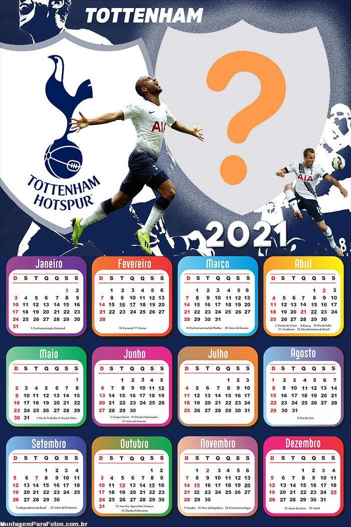 Calendário 2021 Tottenham Time de Futebol
