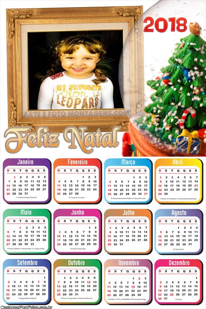 Calendário 2018 Feliz Natal Enfeite Natalino