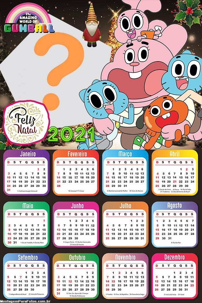 Calendário 2021 Gumball de Natal