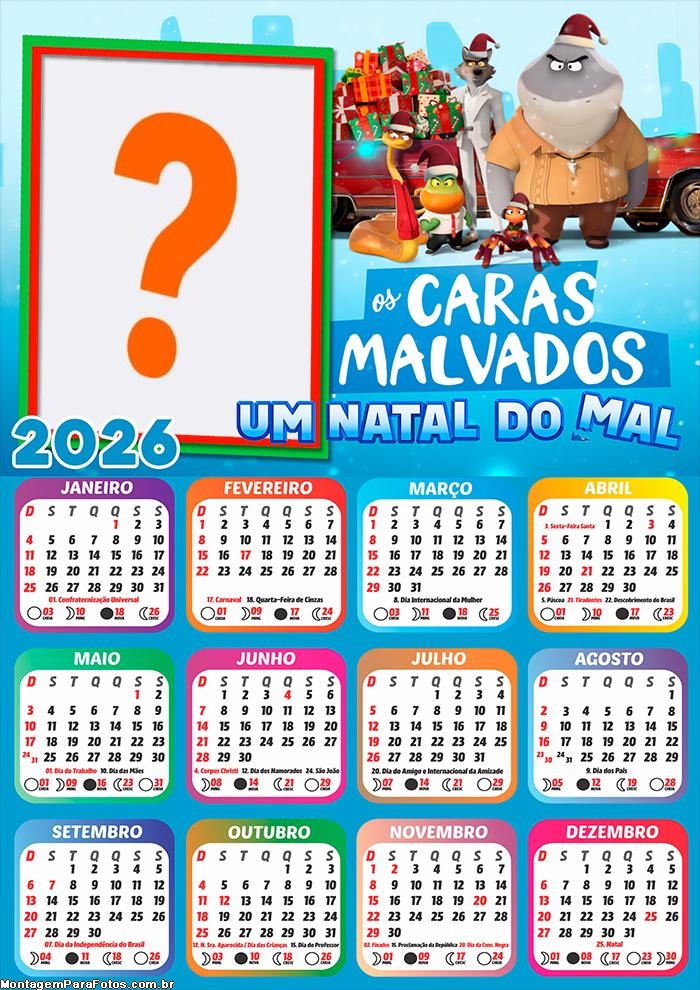 Calendário 2026 Os Caras Malvados Um Natal do Mal Foto Colagem