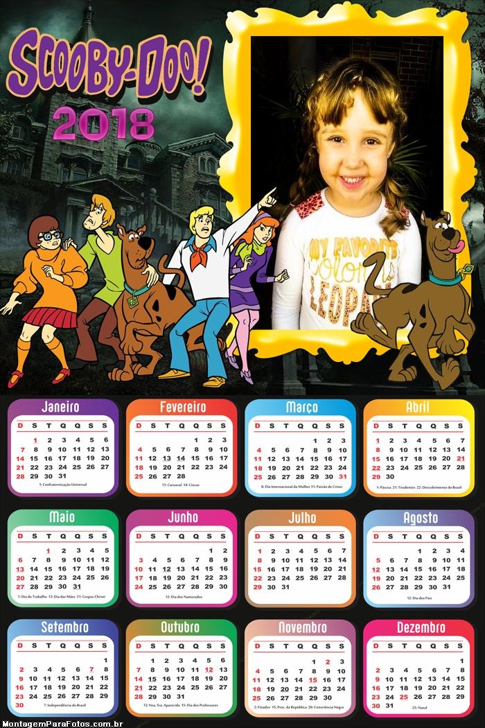 Calendário 2018 Scooby Doo Desenho
