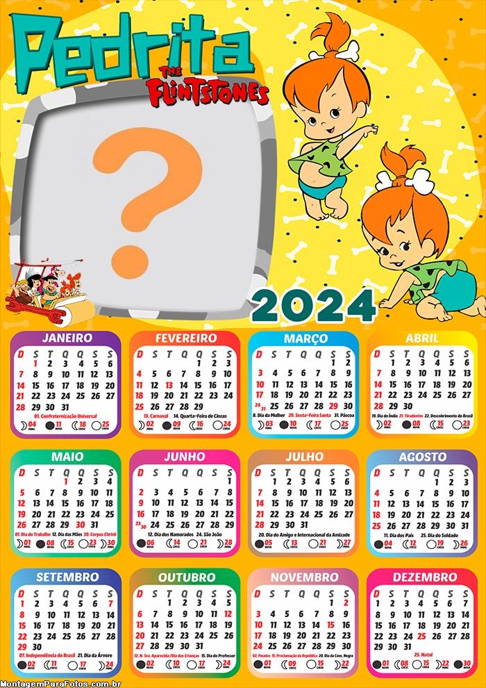 Calendário 2024 Pedrita Flintstone Fazer Montagem Grátis