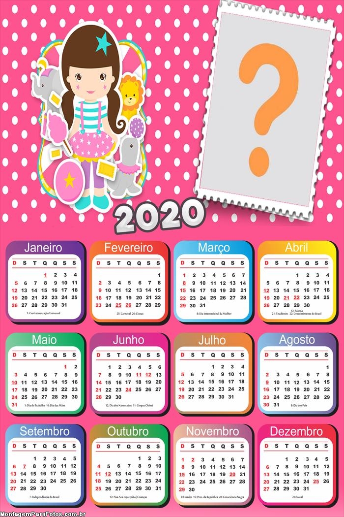 Calendário 2020 Circo Menina