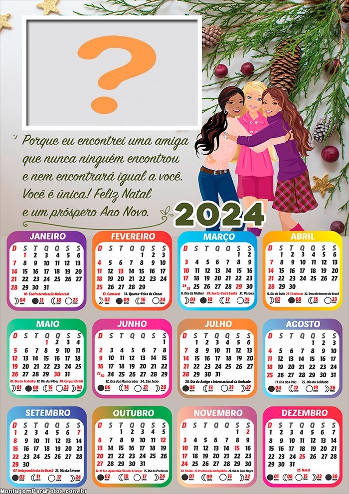 Calendário 2024 Editar Imagem Grátis Foto em Amiga Feliz Natal