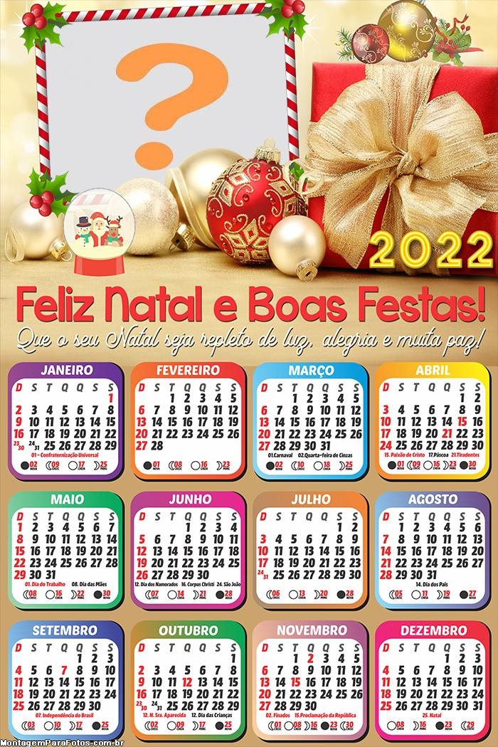 Calendário 2022 Natal Online Repleto de Luz | Colagem de Foto Calendário 2022 Natal Online Repleto de Luz | Colagem de Foto