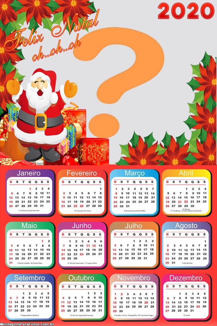 Calendário 2020 Feliz Natal Montar Foto Online