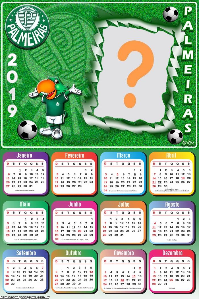 Calendário 2019 Palmeiras Papagaio
