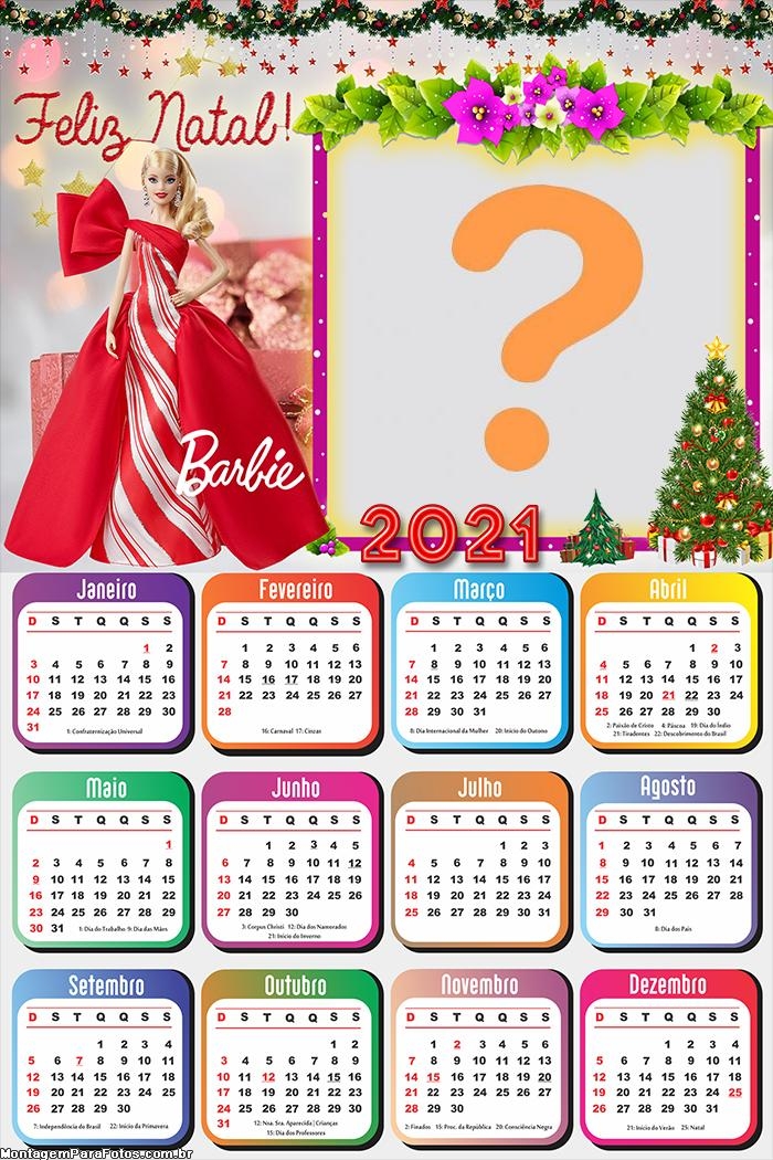 Calendário 2021 Barbie de Natal
