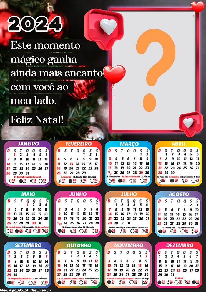 Emoldurar Foto Online Calendário 2024 Feliz Natal Momento Mágico