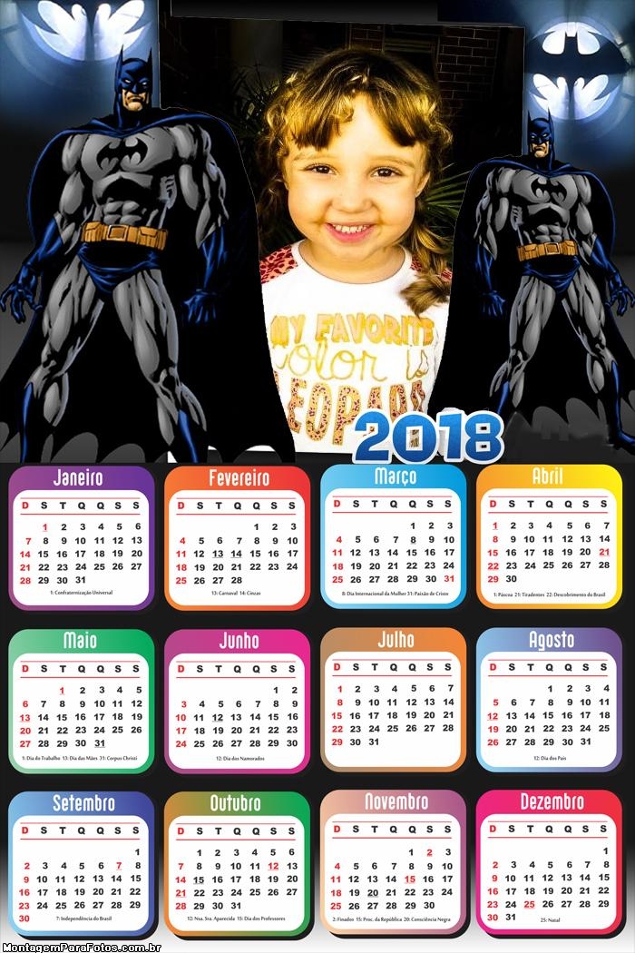 Calendário 2018 Homem Morcego Batman