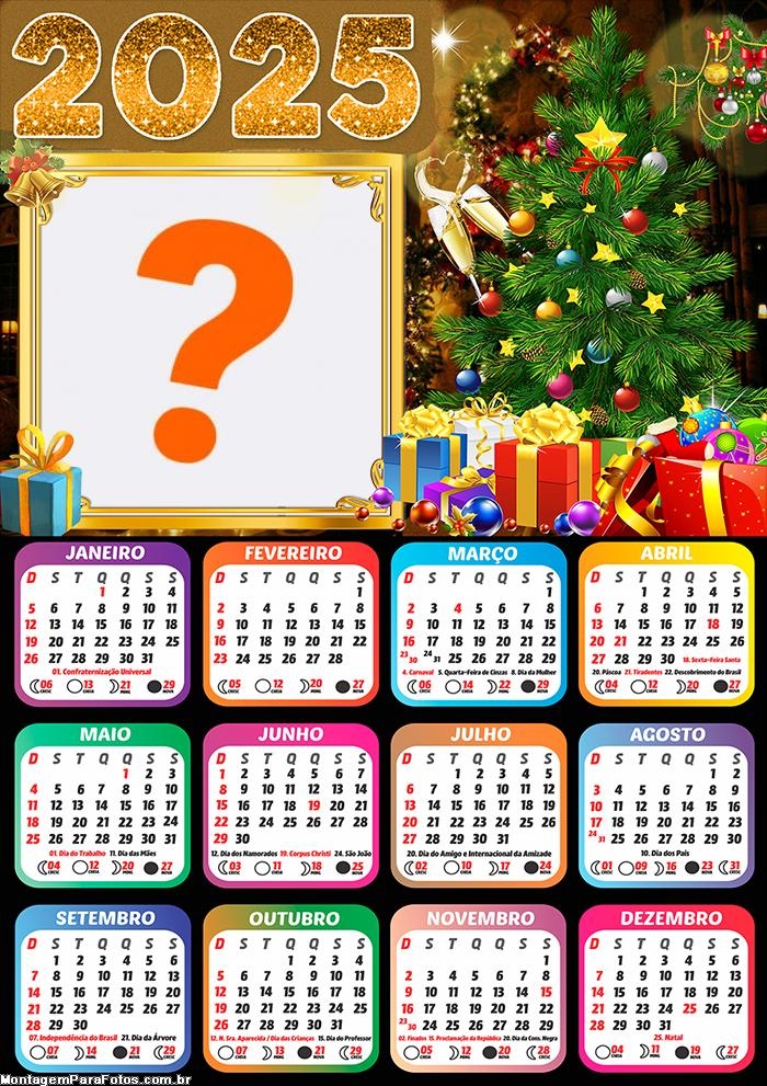 Calendário 2025 Árvore Natalina Feliz Natal Fazer Montagem Online