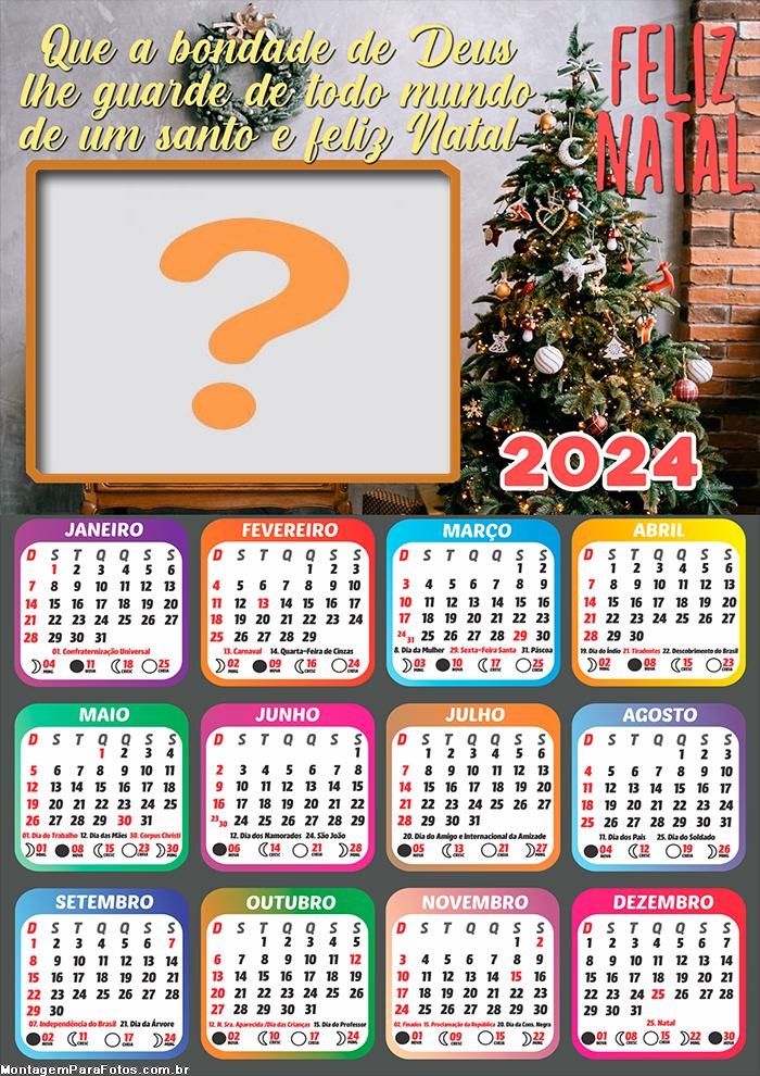 Calendário 2024 Feliz Natal Bondade de Deus Virtual Online Montagem