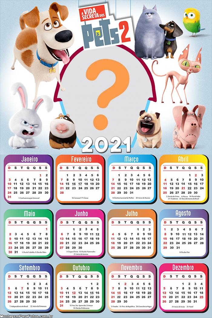 Calendário 2021 A Vida Secreta dos Pets