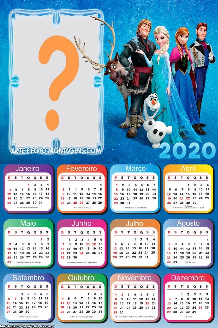 Calendário 2020 da Frozen Foto Colagem