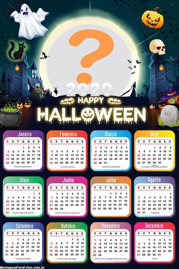 Calendário 2020 de Halloween
