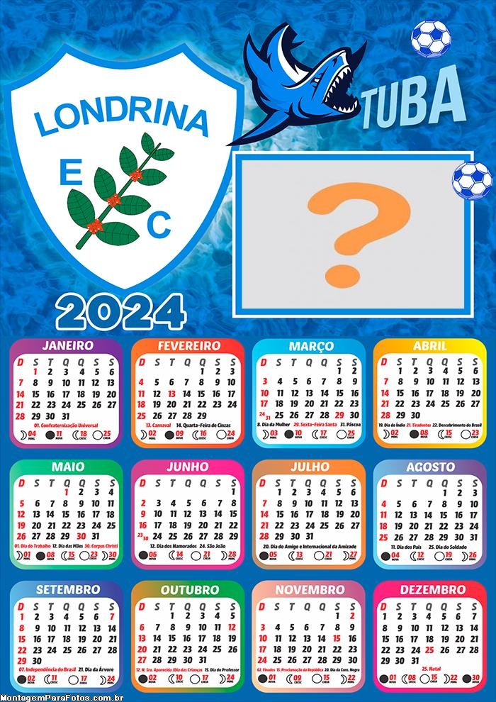 Calendário 2024 Londrina Time de Futebol Foto Colagem